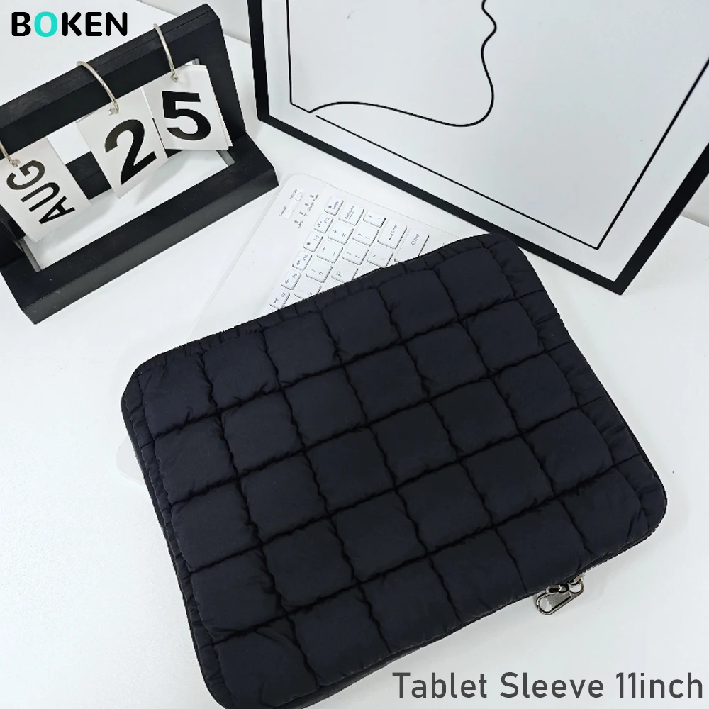 11Inch Puffy Quilted Tablet Sleeve Case - Versatile Protection for IPad Air/Pro/Mini Samsung Galaxy Tab S9 Xiaomi Pro Pad - Trav