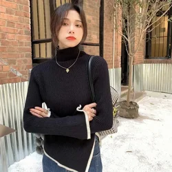 Women's Sweater Crop Knit Tops For Woman Turtleneck Short Pullovers Gigh Neck Jerseys Black Cheap And High Quality Offers Tall