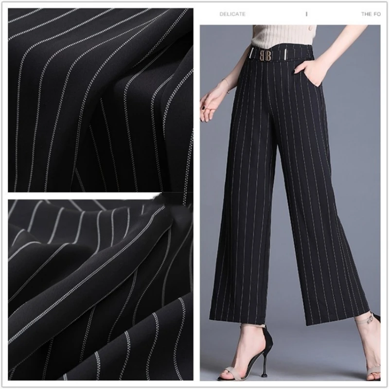 Black White Striped Fabric Thick DIY For Sewing Pants Jackets