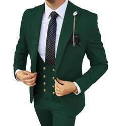 3 Pcs Set Jacket Pant Vest Men Casual Business Suits New Clothes Wedding Dress Slim Fit Stretch Fabric Work Dress Blazers Coat