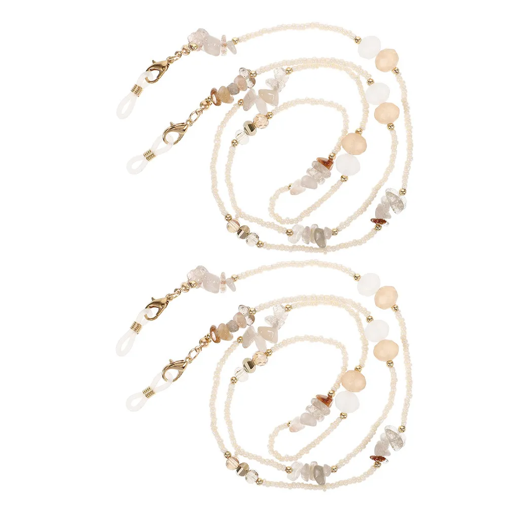 

2Pcs Crystal Bead Glasses Chain Stylish Eyeglass Necklace Holder Durable Sunglasses Strap Women Fashion Accessories