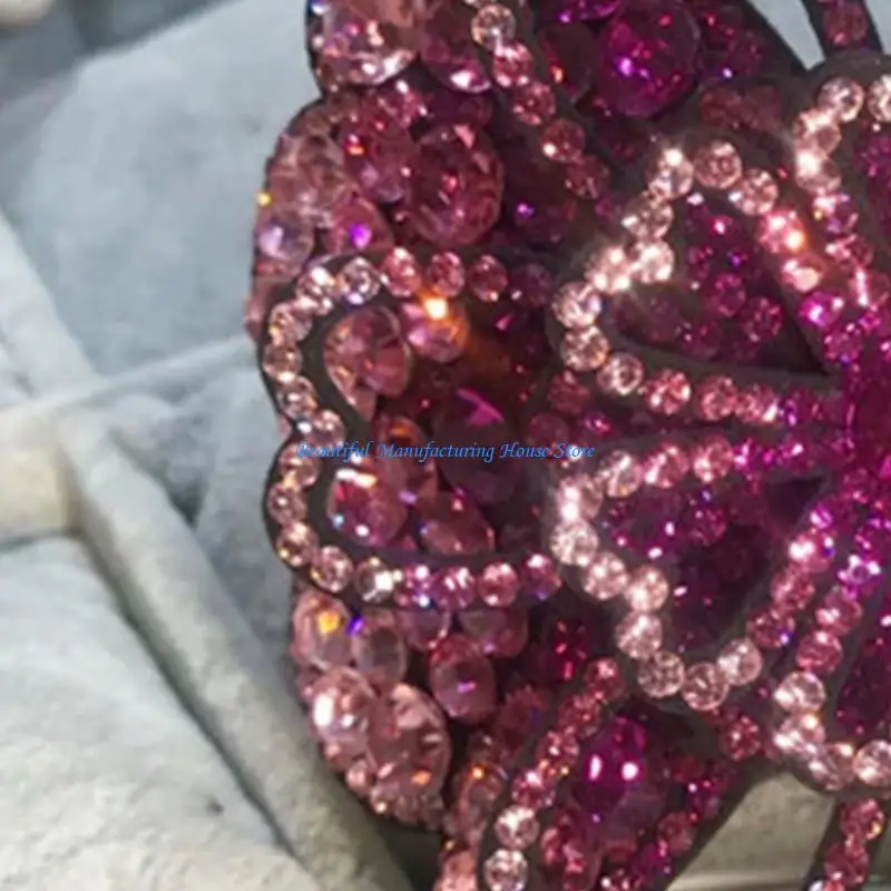 E56A Crystal Flower Barrette Clip Rhinestones Flower Hairpin Women Flower Hair Clip