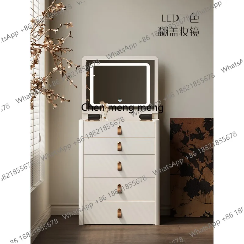 

Cream wind flip dresser bedside table side cabinet small apartment bedroom small makeup table
