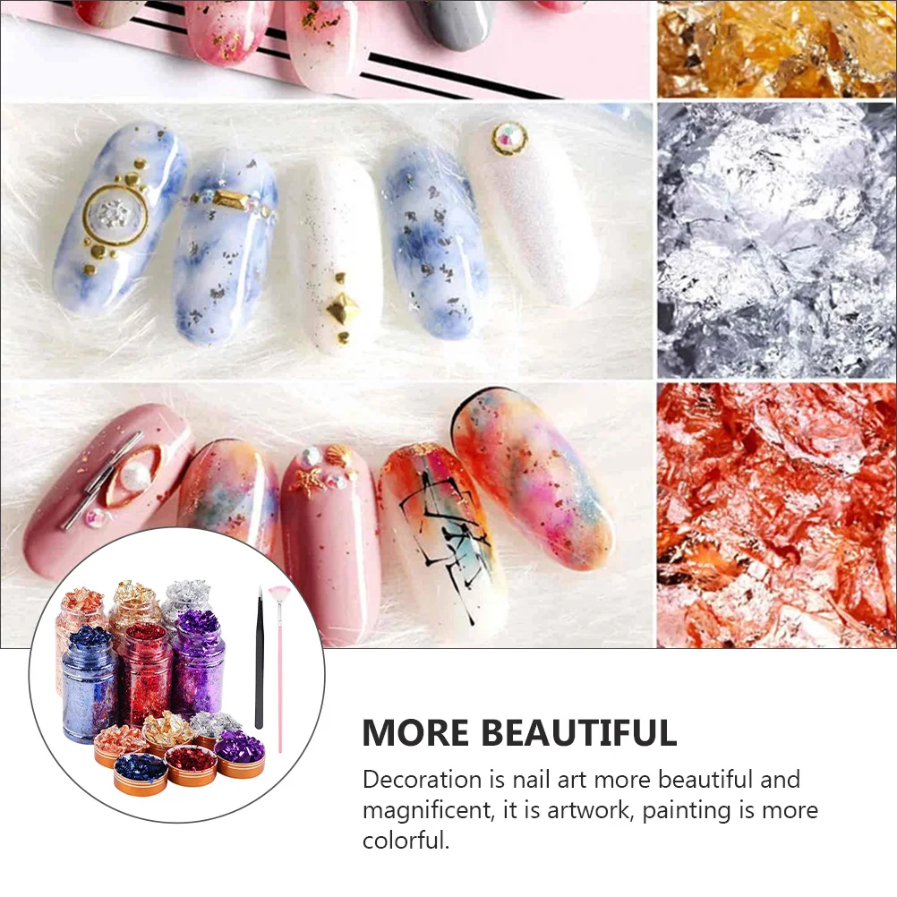 

1Set Gold Foil Nail Art Decorative Flakes Nail Sticker DIY Manicure Supplies Glitter Sequins Tips Wraps Colorful Sequins