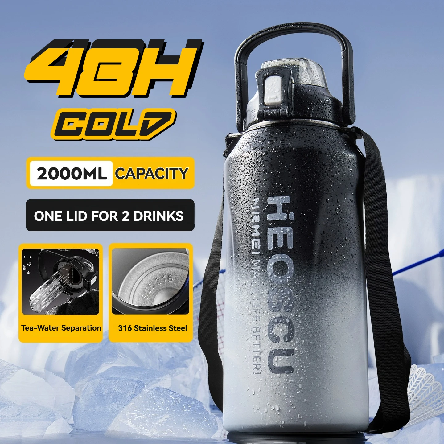 Large Tumbler Stainless Steel Thermal Water Bottle Vacuum Flasks Insulated Cold and heat Camping Sports Outdoor Activities
