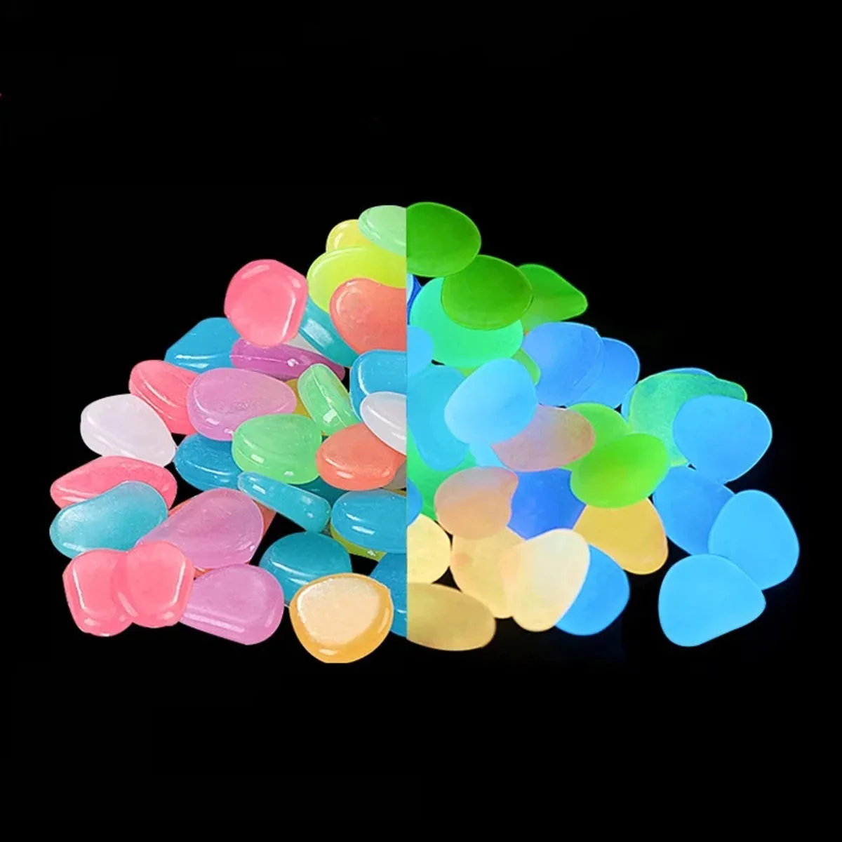 100/200Pcs Glow In The Dark Garden Pebbles Stones Rocks For Yard And Walkways Decor Fairy Garden DIY Decorative Luminous Stones