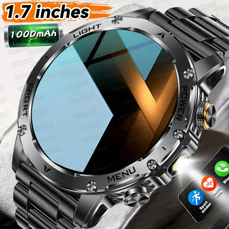 

2026New T-REX3 1000mAh Battery Smart Watch For Men 1.7-inch large screen 5ATM Waterproof Flashlight Heart Rate Sports Smartwatch
