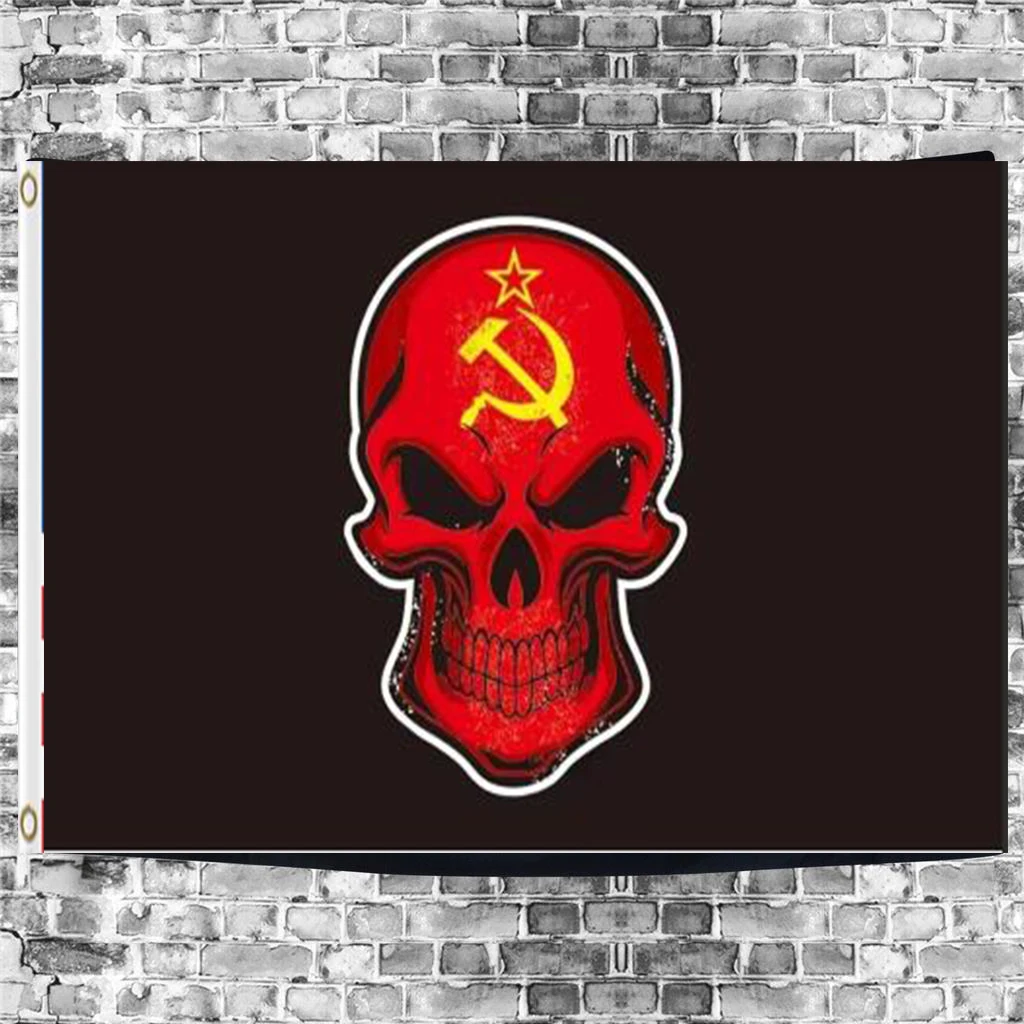 2x3ft Soviet flag with skull head custom Socialist Republic 3x5ft banner