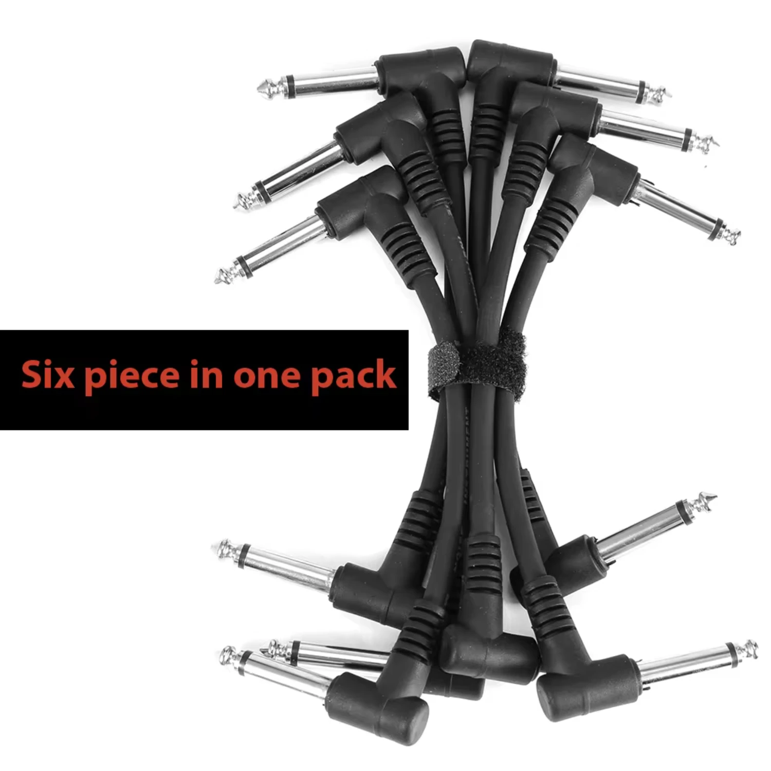 New Guitar Effect Pedal Cables Instrument Patch Cord 15cm 1/4 Inch Right Angle TS Plug PVC Jacket, 6pcs/pack