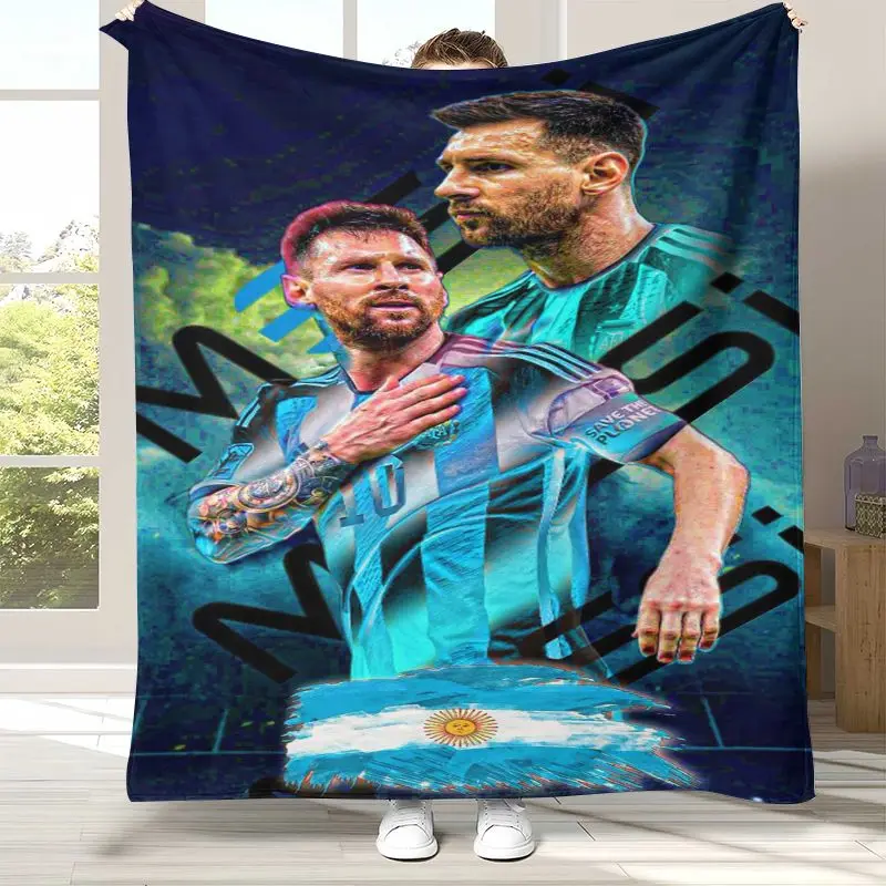 Soccer Legend M-Messi Football Star Flannel Throw Blanket,Cozy Blanket for Bed,Sofa,Living Room,Picnic,Camping,Home Decor,Gift