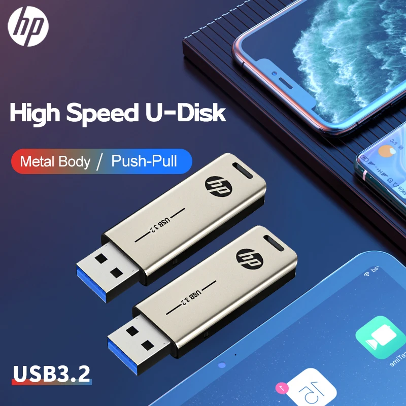 HP USB3.2 Flash Drive High Speed X796W Metal Pendrive 32GB 64GB 128GB 256GB U-disk for Computer Office Mobile Phone