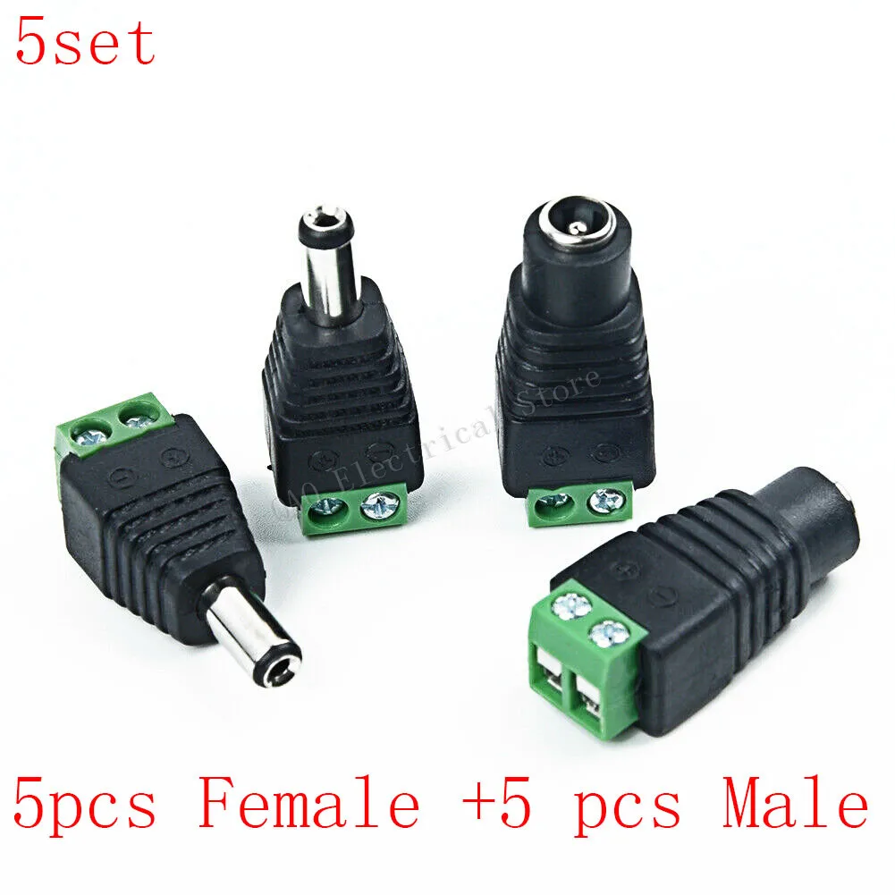 

5pcs Female +5 pcs Male DC connector 2.1*5.5mm Power Jack Adapter Plug Cable Connector for 3528/5050/5730 led strip light