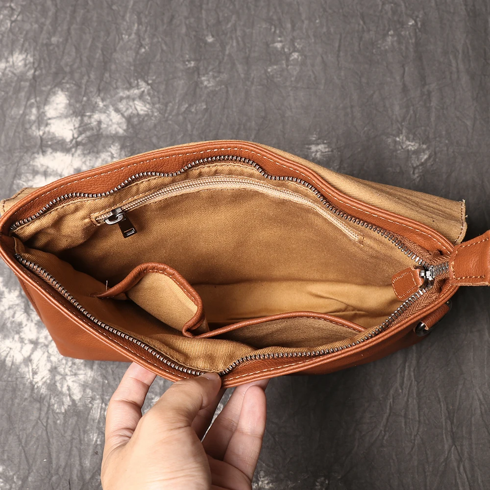 LUOKIR Vintage Echtem Leder Umhängetasche männer Mode Einfache Schulter Messenger Taschen Casual Luxury Klappe Rindsleder Kupplung Tasche – Detail 12