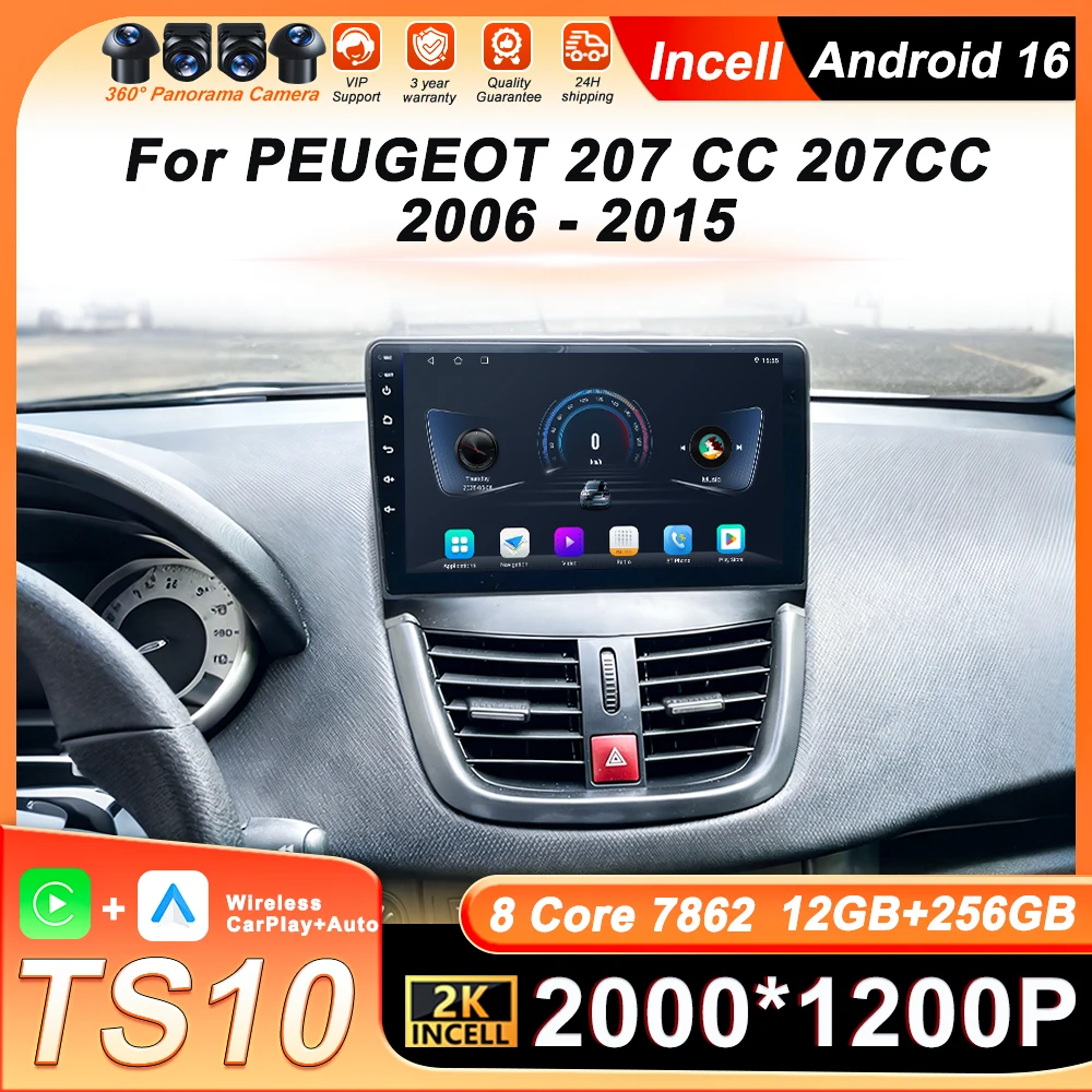 

Автомобильный радиоплеер Android 16 для PEUGEOT 207 CC 207CC 2006 2007 2008-2015 GPS-навигация Беспроводная стереосистема Carplay FM