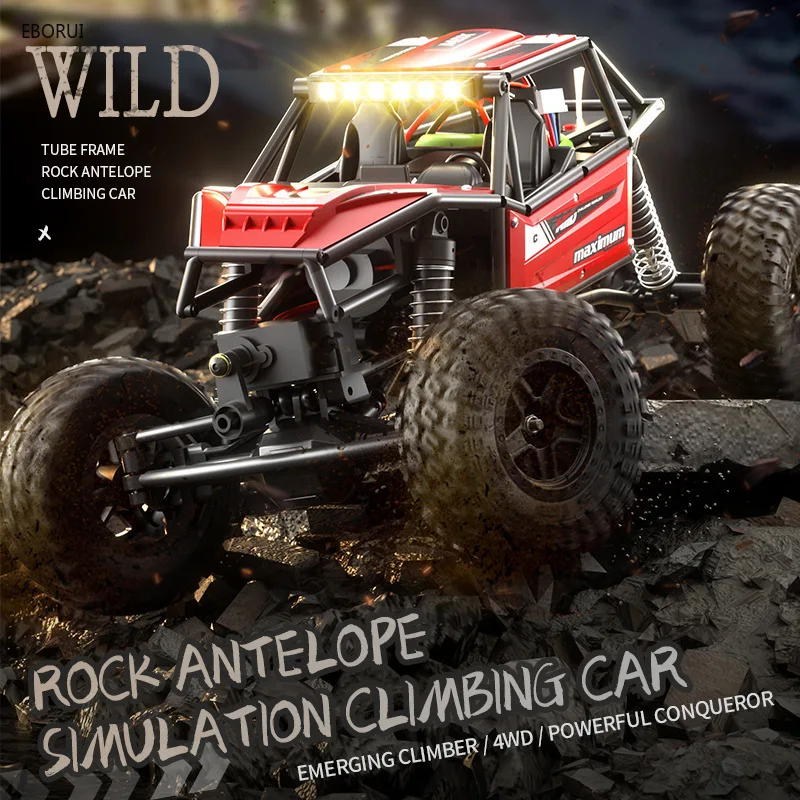 JJRC C8808 RC Car w/ LED Lights 1/18 Tube Frame Antelope Rock Crawler 2.4G 4WD Off-Road Climbing Remote Control Racing Truck Toy