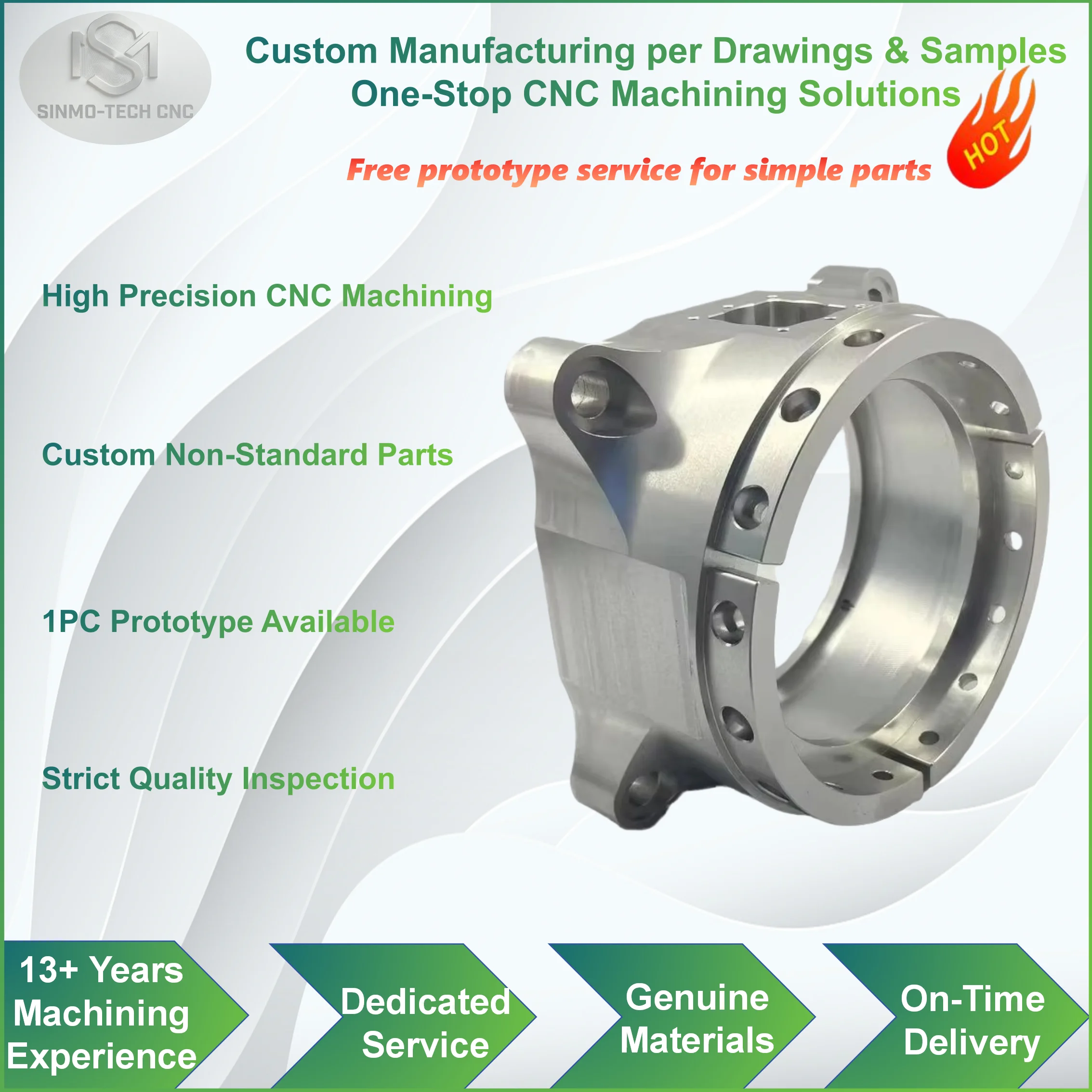Custom 5 Axis CNC Machining Aluminum Steel Robot Bracket Frame Structural Components