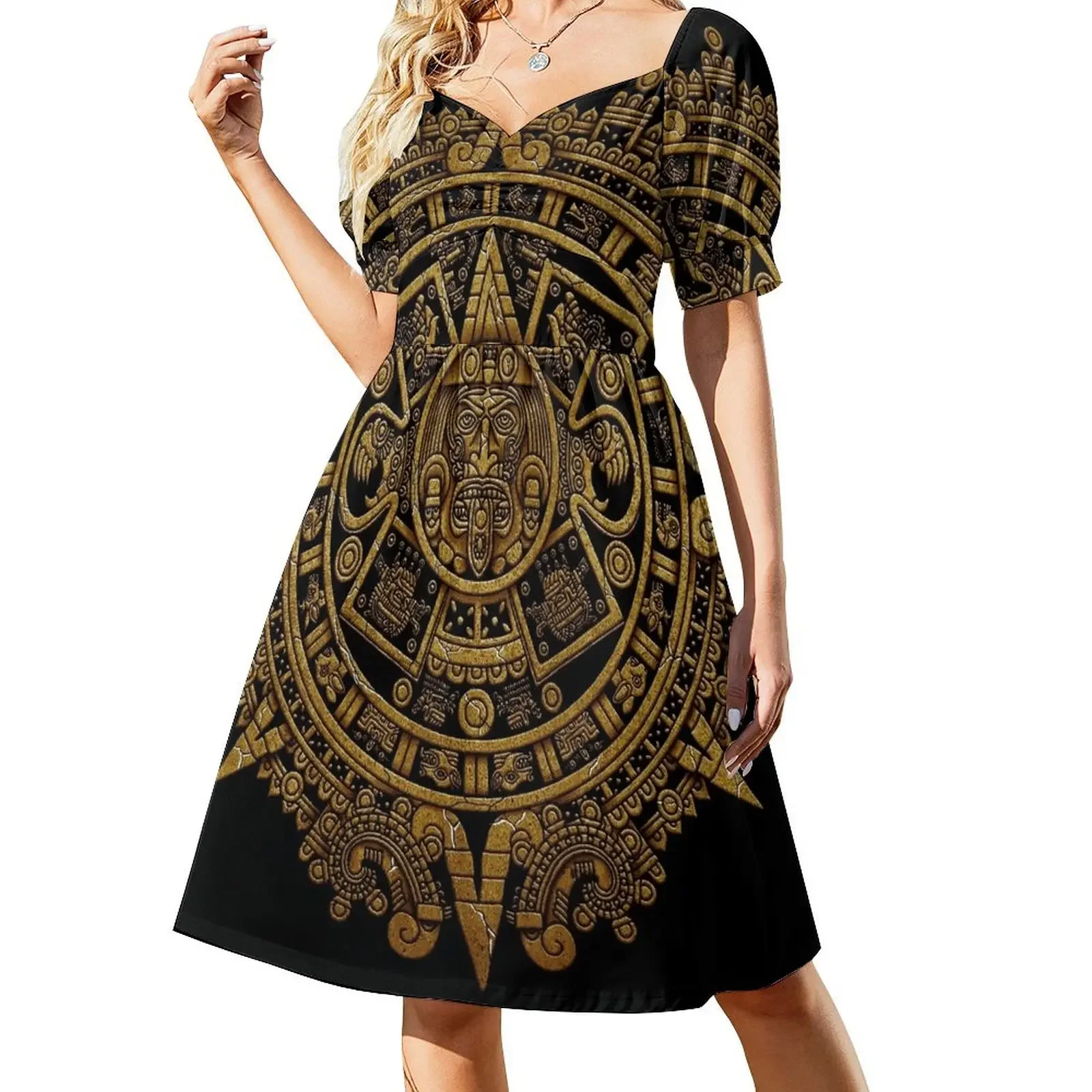 

aztec calendar 3 Sleeveless Dress birthday dress for women dresses for prom luxury woman evening dress