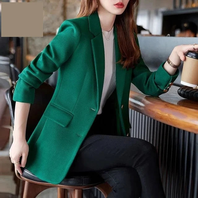 Green Suit Jacket Women s New Autumn Winter 2024 Slim Temperament Casual Blazer Top Black Female Office Business Elegant Outwear AliExpress