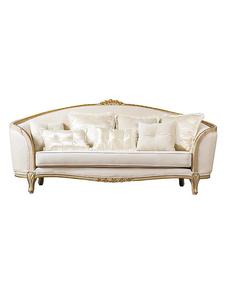 European style living room solid wood carved fabric French sofa arc 123 combination simple sofa design home furniture