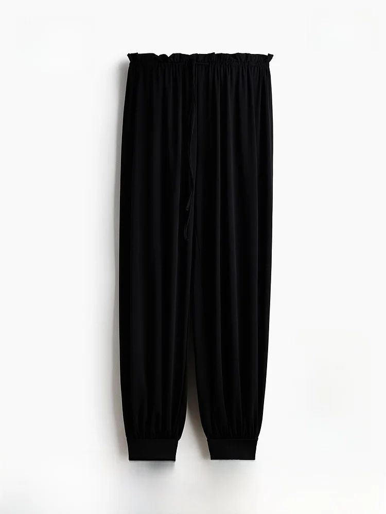 

H&M Spring New Women's Casual Pants Low Waist Polyester Fiber Spandex Elastic Lantern Pants Classic Sle Ladies Trousers