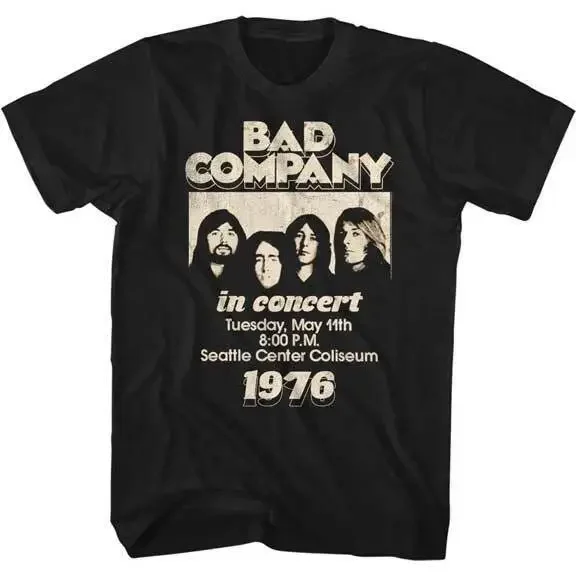 

Bad Company Adult T Shirt 76' Seattle Tour Concert Rock Music Band Merch Black