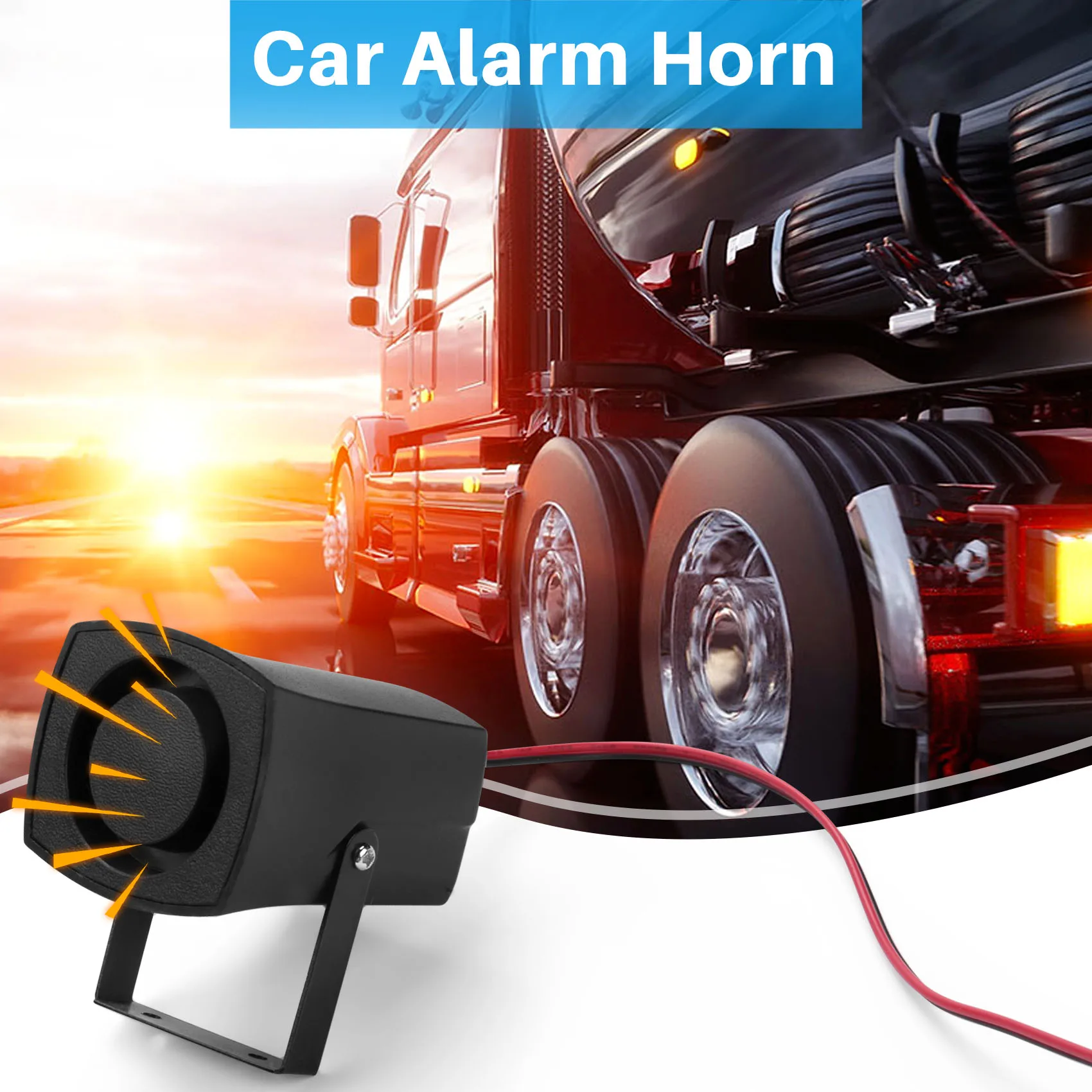 Bocina de alarma de fuego de policía de coche, sistema de alarma de anillo, altavoz de sirena de advertencia de sonido fuerte, altavoz de alarma, 12-24V, 6 tonos