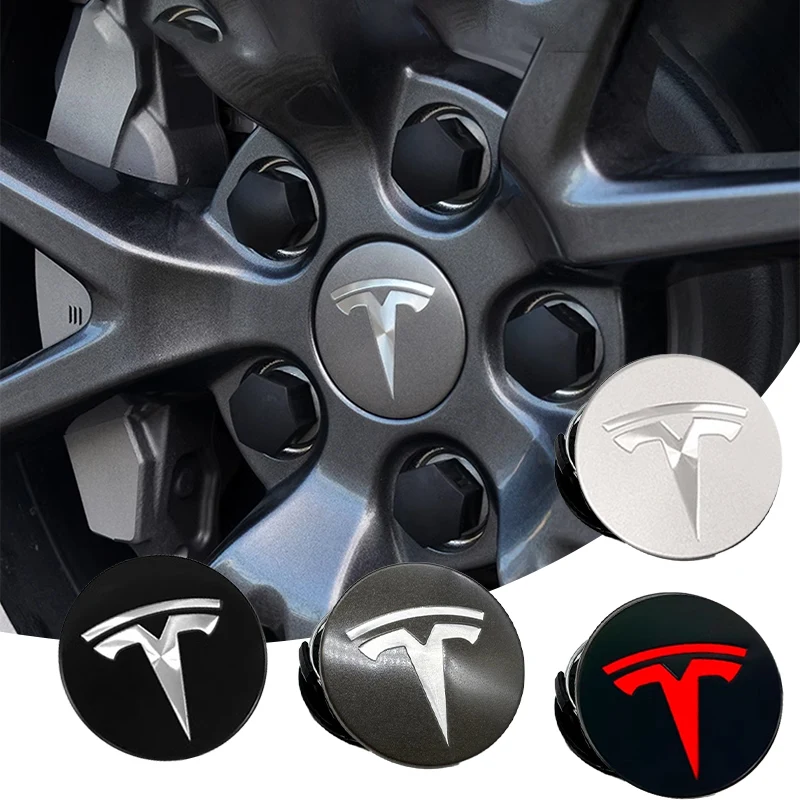 4pcs 56mm Wheel Hub Center Caps For Tesla Model 3 Model Y Badge Cover Hubcaps for Tesla Model Y X S 2023 Car Accessories