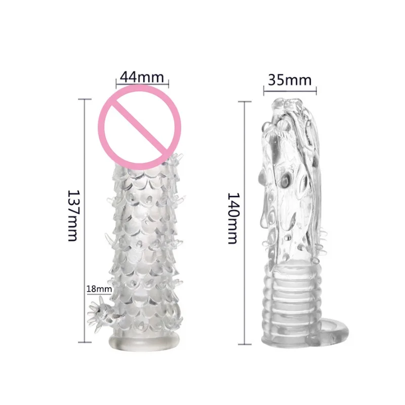 Penis Enlargement Sleeve Reusable Condoms Male Penis Extension Sleeves Delay Ejaculation Dildo Cover Adult Sex Toys for Men