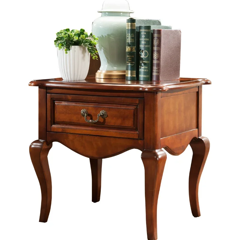 

yj9 Simple American solid wood sofa corner few Nordic living room small apartment square table