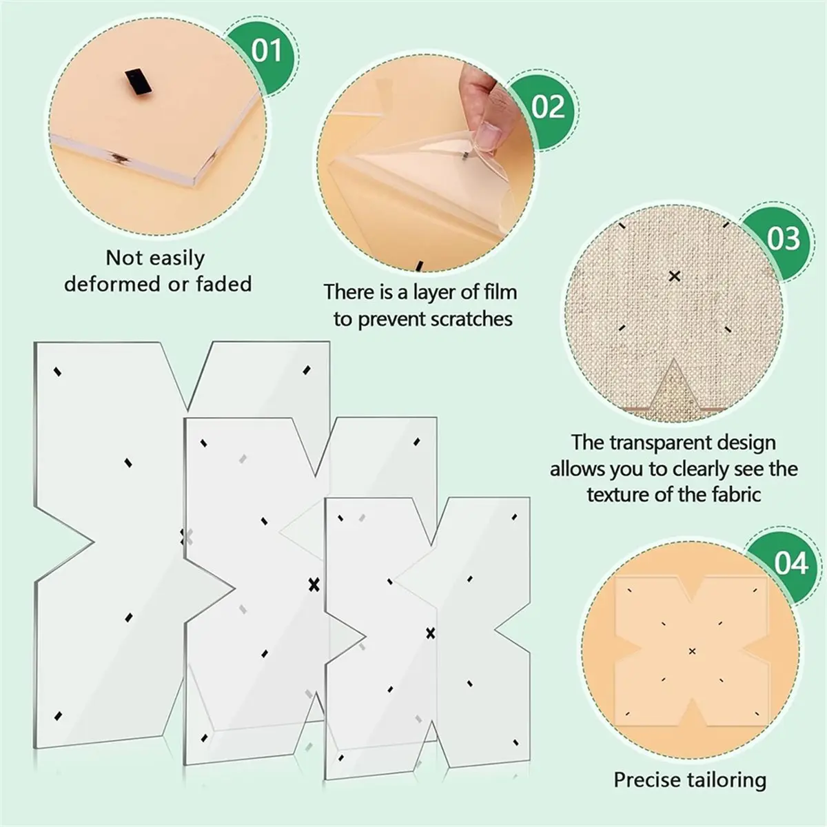 【AT48】 NEW 3pcs Acrylic Bowl Cozy Template Set with Water Soluble Pens for Sewing, Sizes 8/10/12 Inches