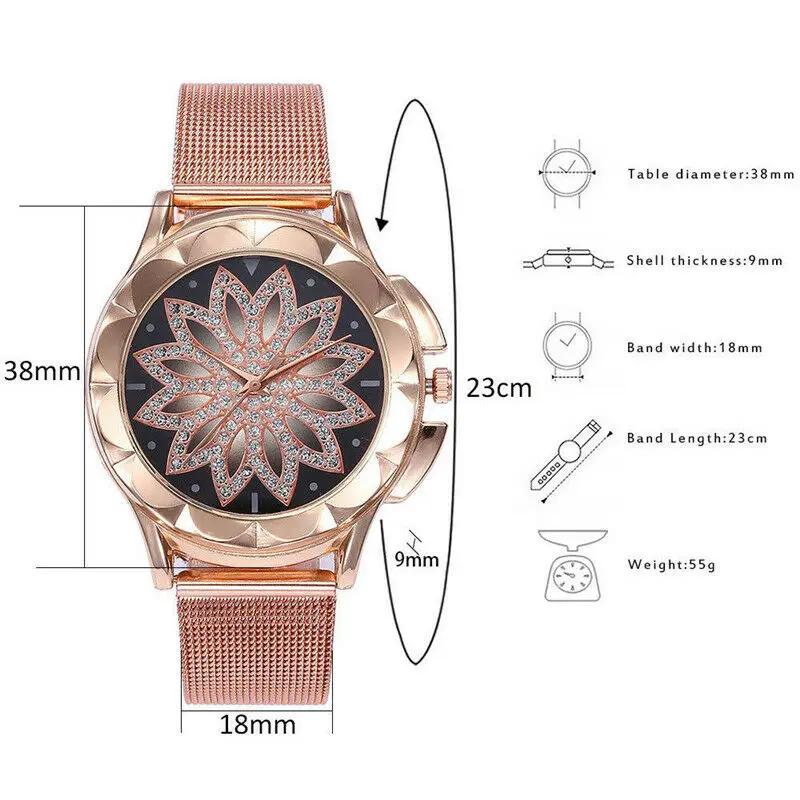 Casual Women Alloy Diamond Stainless Steel Crystal Simple Watch Gift Femme