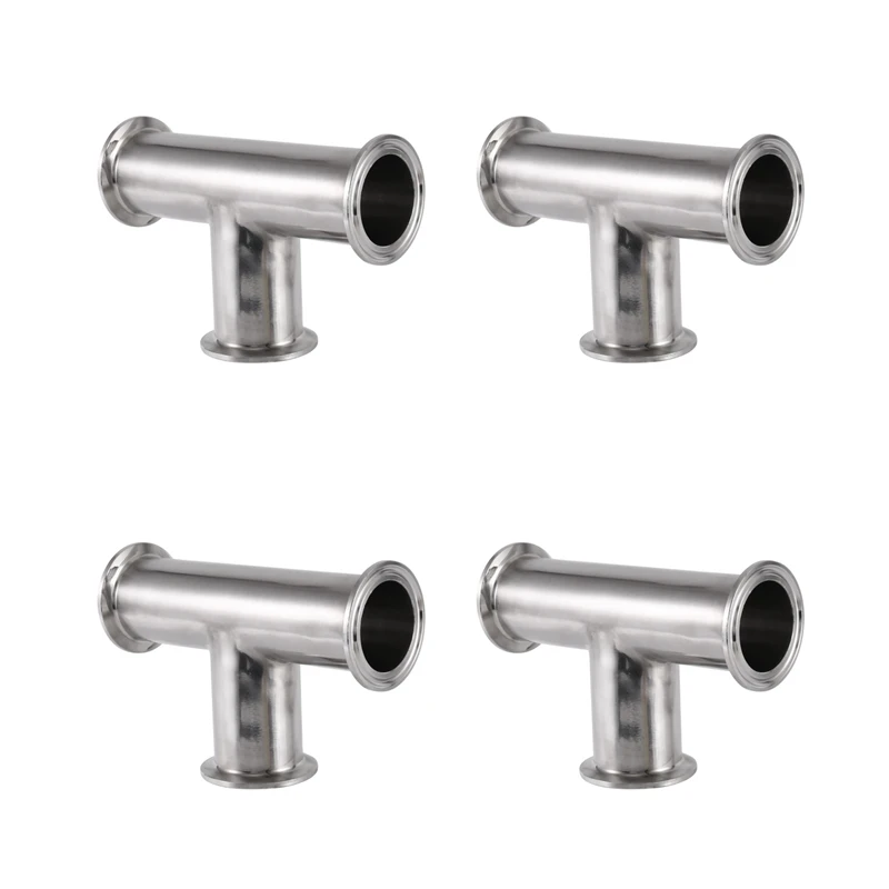 

4Pcs 1.5Inch 38Mm Sanitary Tri Clamp 3 Way Tee 304 Stainless Steel Sanitary Ferrule Tee Connector Pipe Fitting