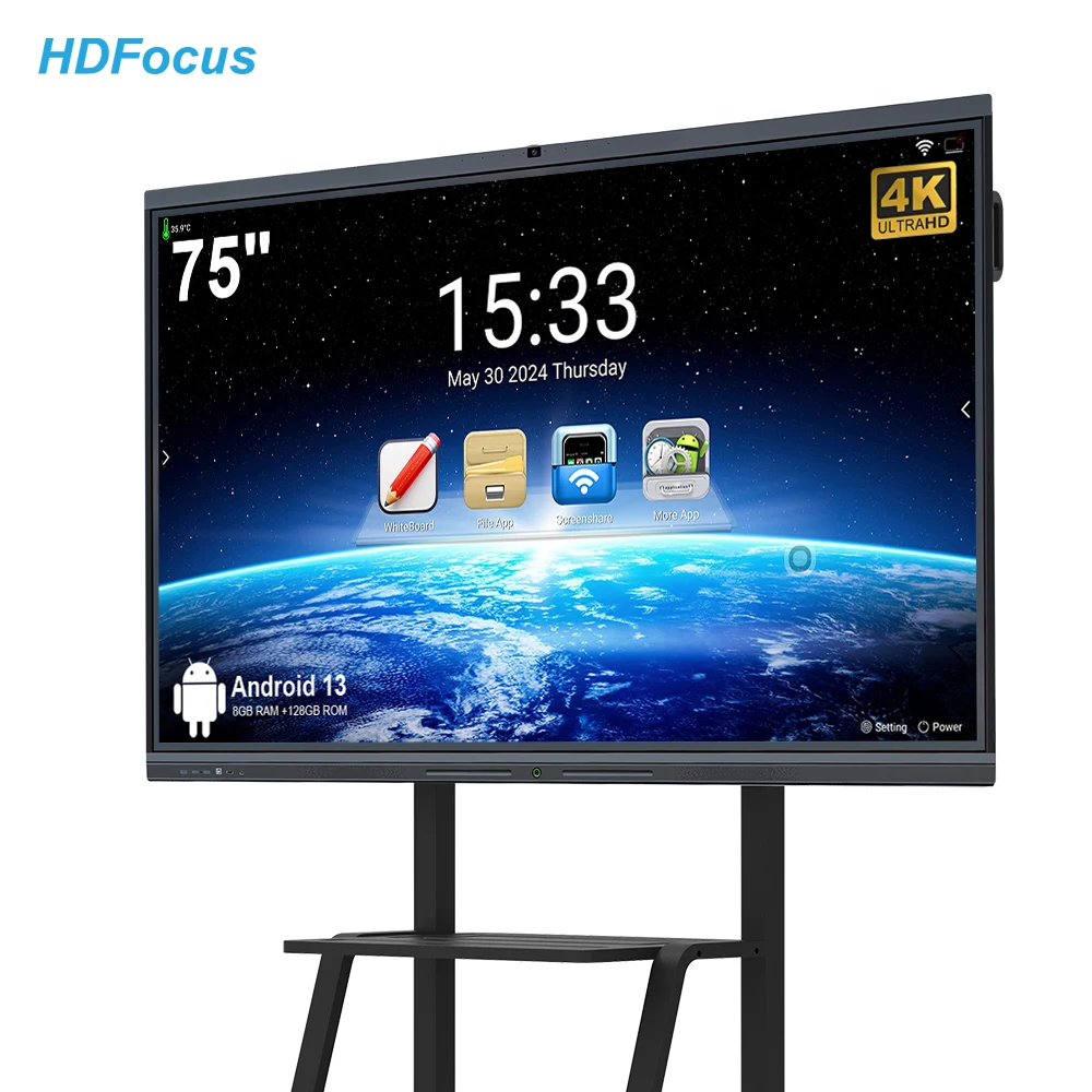 

75 Inch Hd 4K Android Ops Interactive Whiteboards Touch Screen Flat Panel Meeting Room Smart Interactive Boards for School