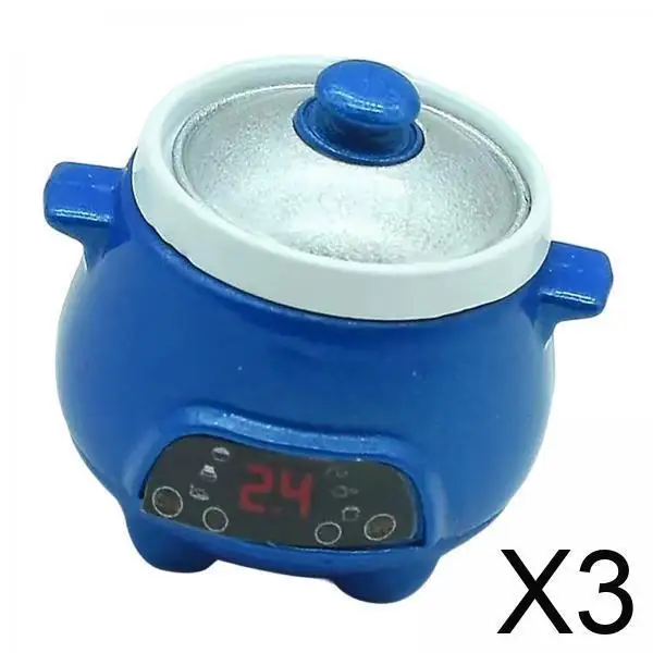 

Realistic Mini Electric Rice Cooker Pot with Lid Alloy Kitchen Dollhouse Accessory for 1 12 Scale Decoration