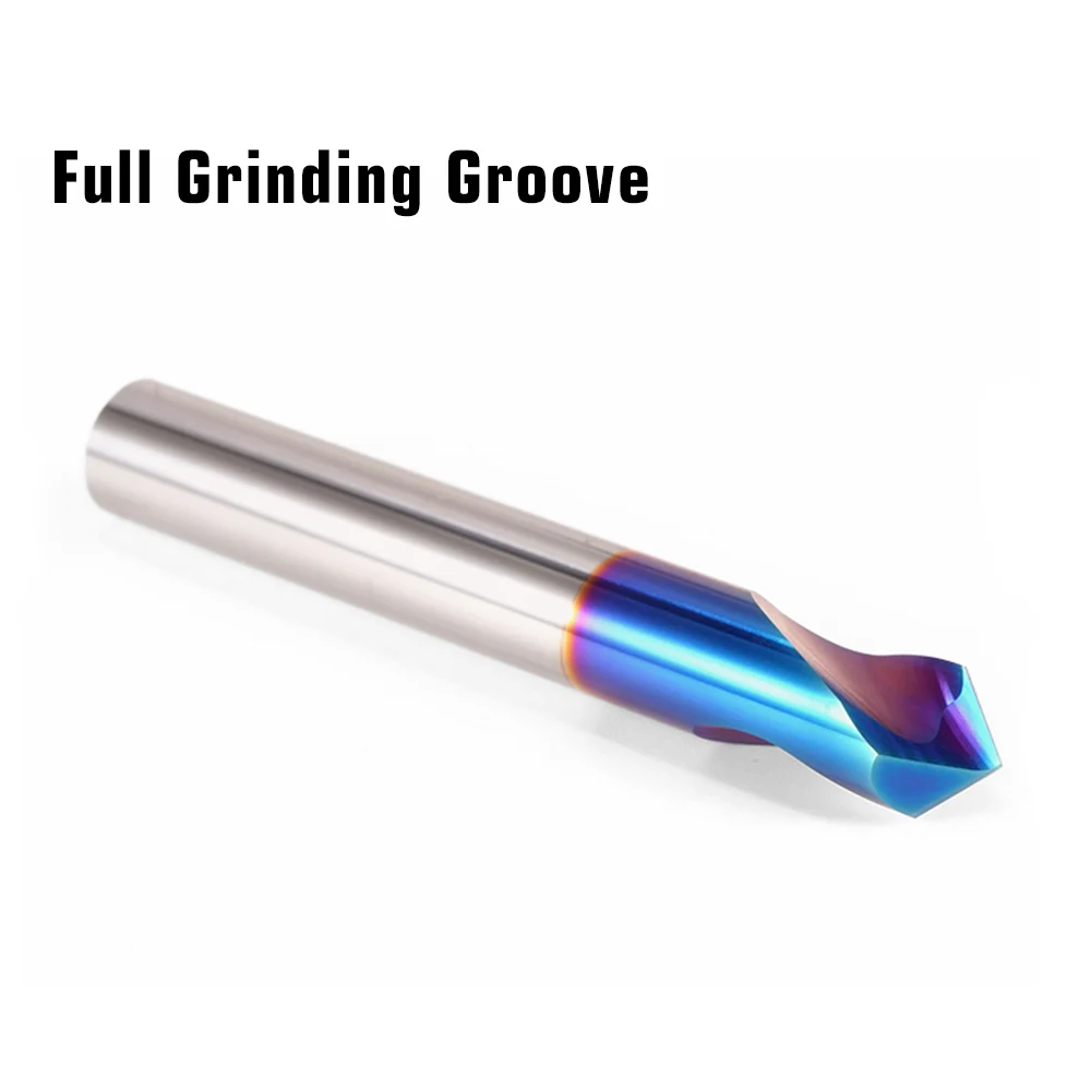 HRC 65 tungsten steel 90°centering chamfer 2 blade stainless steel special, nano blue coated carbide point drill cutter