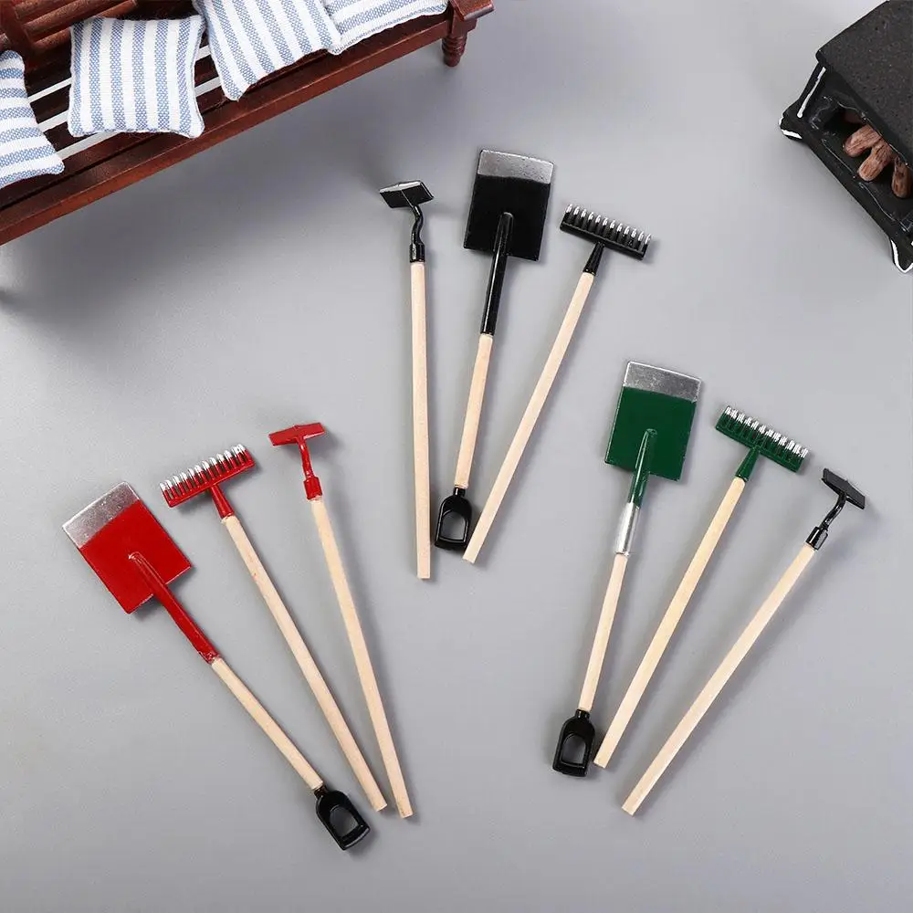 

Play Fairy Garden Accessories Farming Tools Simulation Shovel Dollhouse Miniature Shovel Hoe and Pitchfork Farming Tools