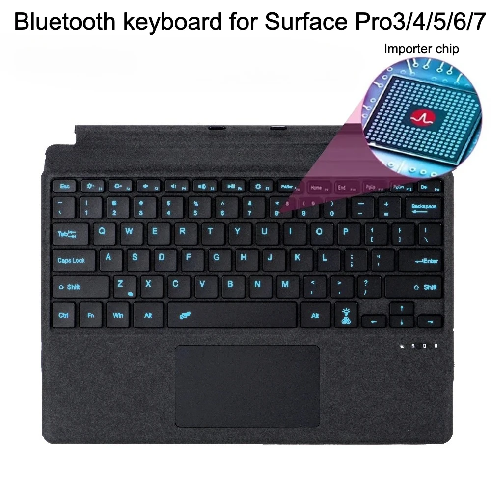 Backlit Bluetooth Trackpad Keyboard For Microsoft Surface Pro3 4 5 6 7 Russian Arabic Spanish  Portuguese Korean Hebrew Italian