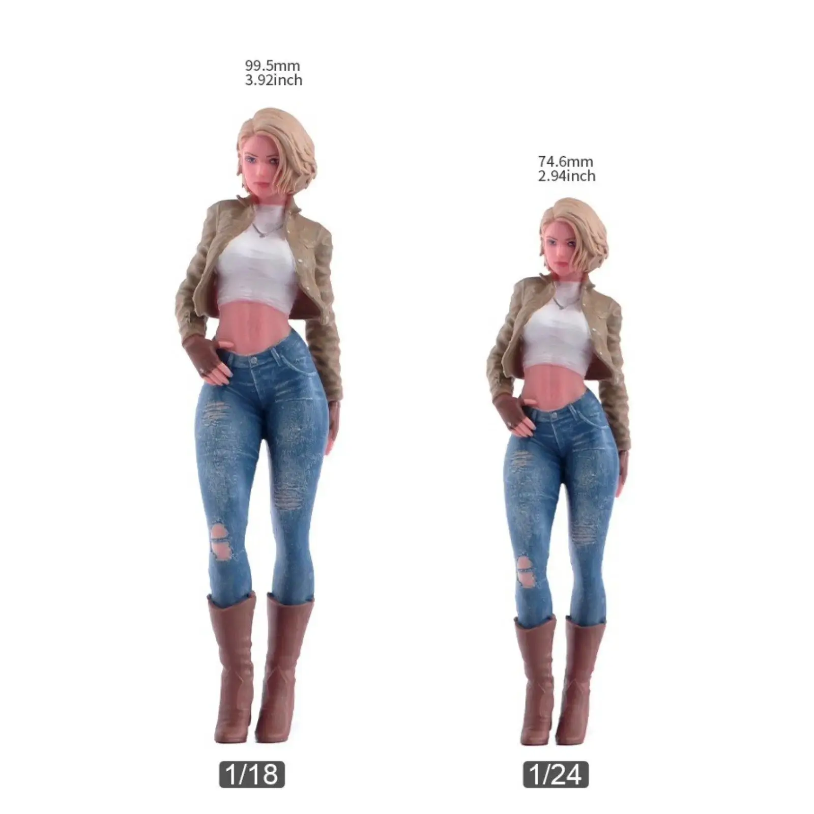 

1:24 Girl Model Collectible,Photo Prop Mini Figure 3D Character Tiny People Model for Desktop Decoration Train Station Layout