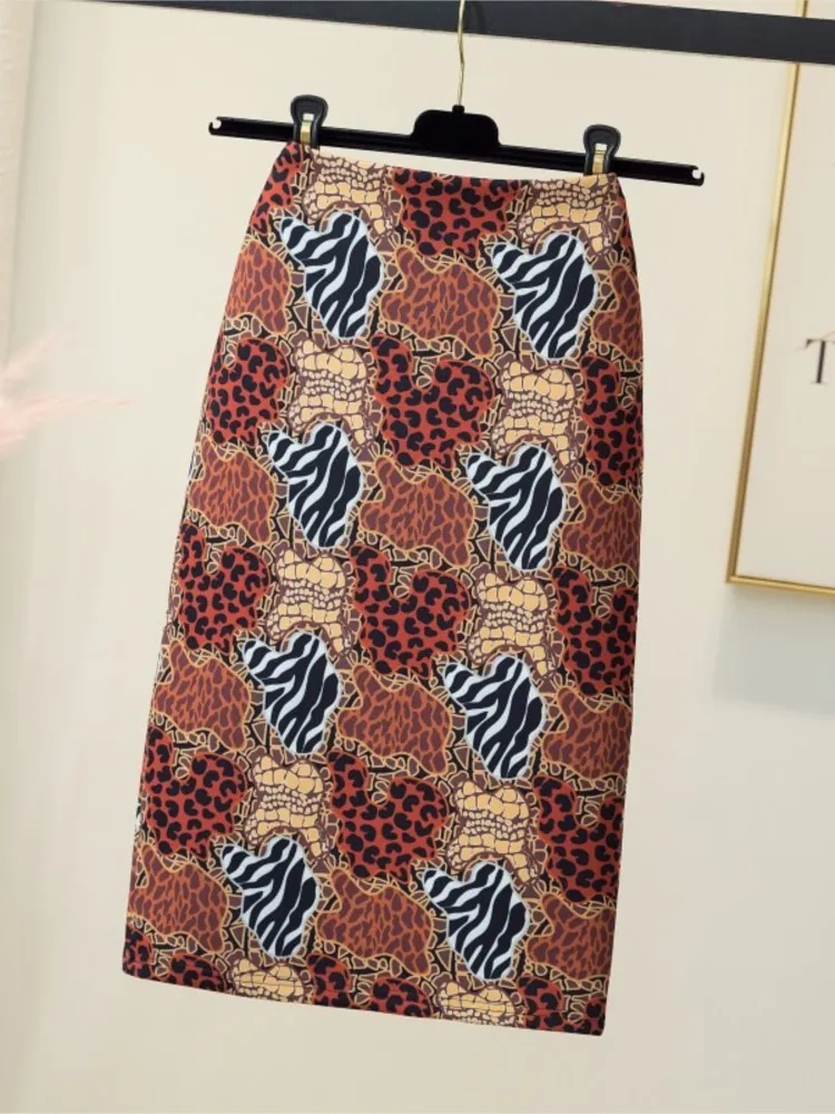 

New Skirts For Women Spring Summer Vintage Flower Print Bodycon Pencil Skirt Slim Midi Sexy Elegant Bag Hip Bandage Short Skirts