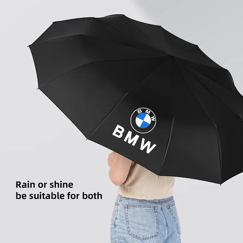 12 Bone Automatic Umbrella UV Resistant Sunshade Car Emblem Umbrella For BMW X1 X2 X3 X5 X4 X6 X7 G30 G20 G32 G11 G12 F40 F30