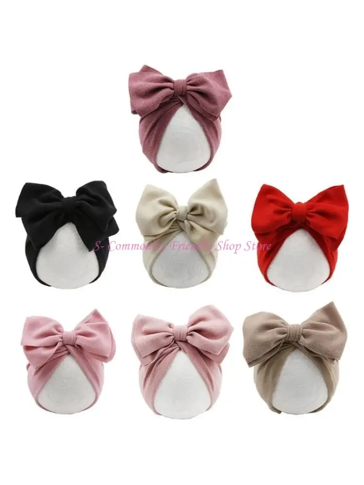 

85AE Baby Hat Girls Bows Turban Hat Girl Comfy Bowknot Infant Photography Props Kids Beanie Children Cap