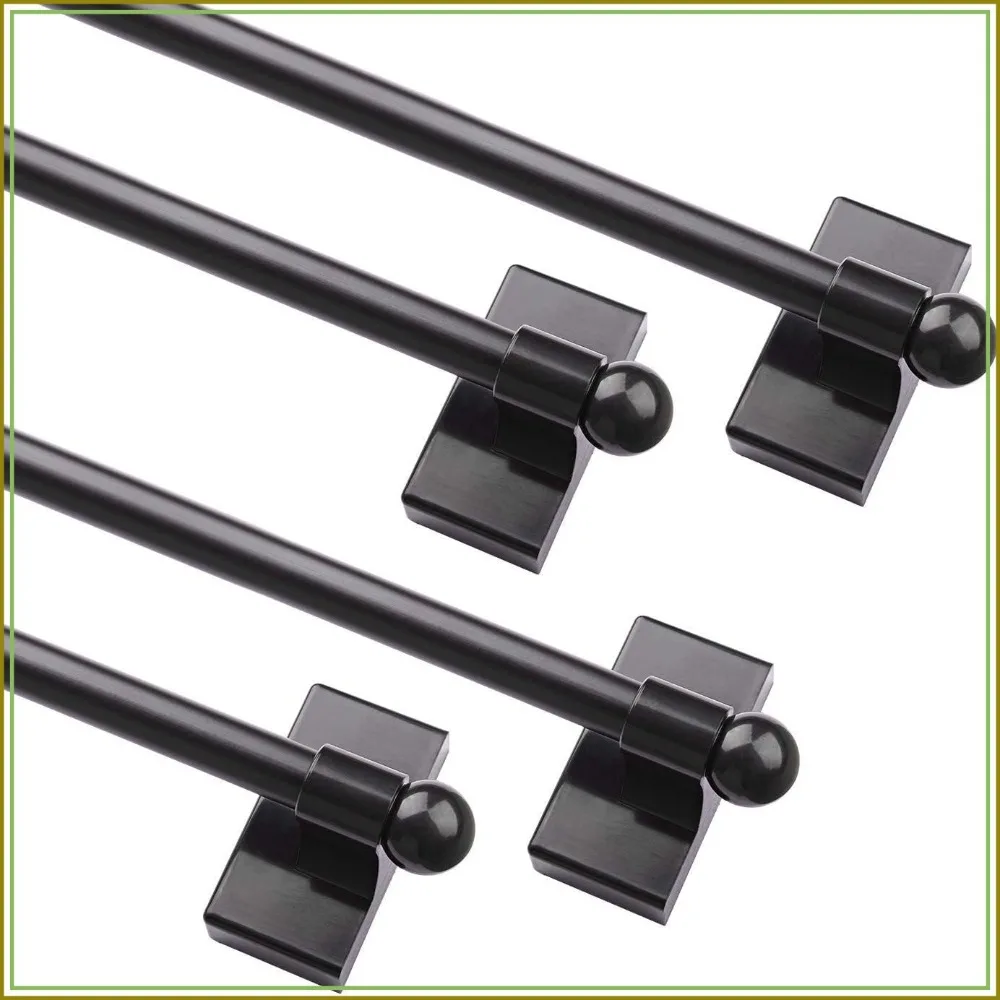 Magnetic Curtain Rods 16-28 Inch, 1/2 Inch Diameter, 4 Pack, Adjustable for Metal Doors