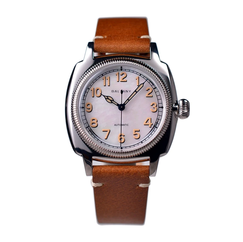 

Baltany Men Pilot Watch Military 36mm Retro Automatic Watches Mechaical Wristwatch Sapphire 200M Waterproof C3 Luminous 9015