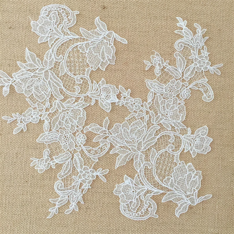 10 Stück/5 Paar Weiße Fischfaden-Blumen-Spiegelblumen-Applikationen, DIY Handarbeit Braut-Kopfschmuck Zubehör Material RS24003 – Detail 9