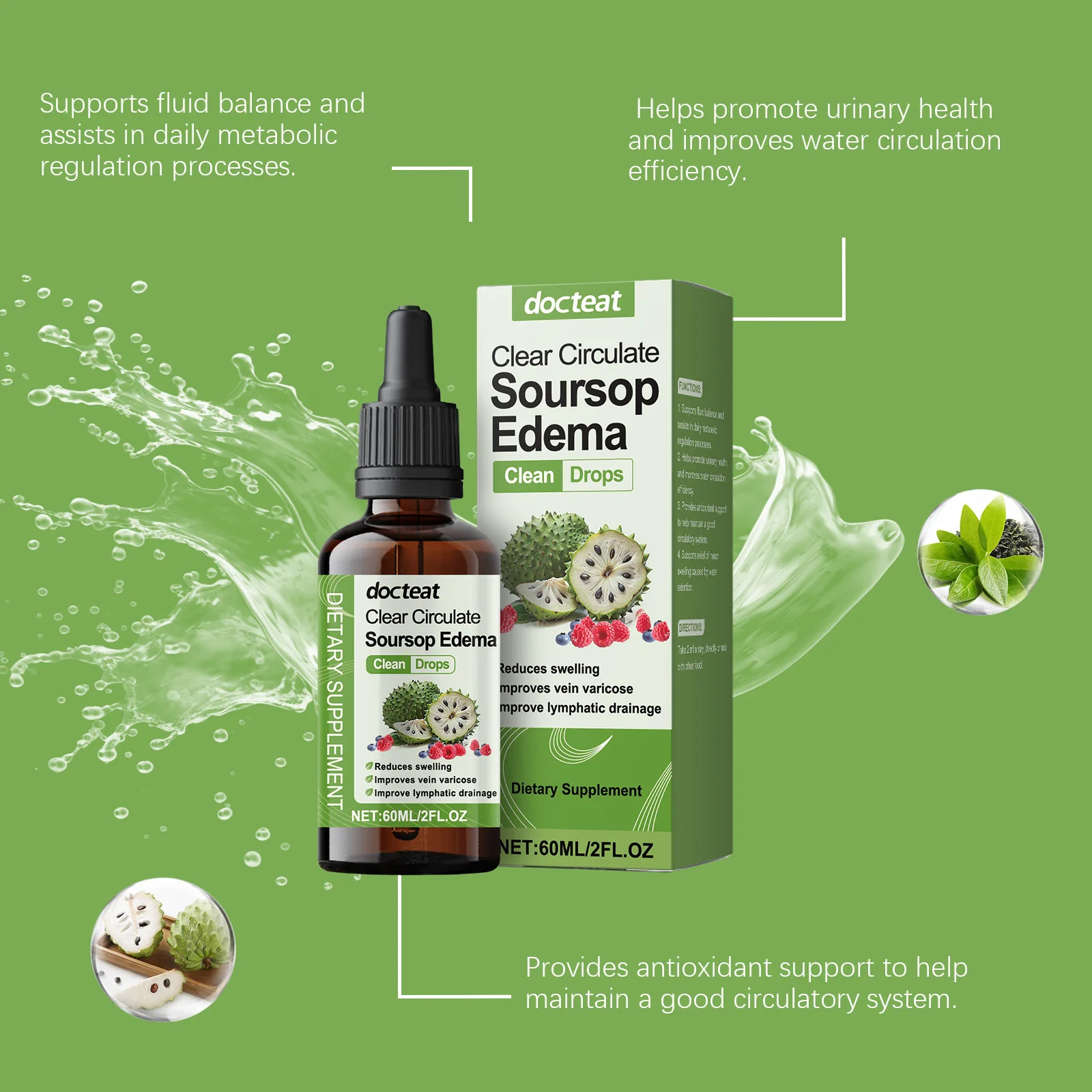 DOCTEAT Slimming Drops Natural Plant Components Eliminate Toxins from Body Metabolism Burn Fat Boost Immunity Nutritional Drops