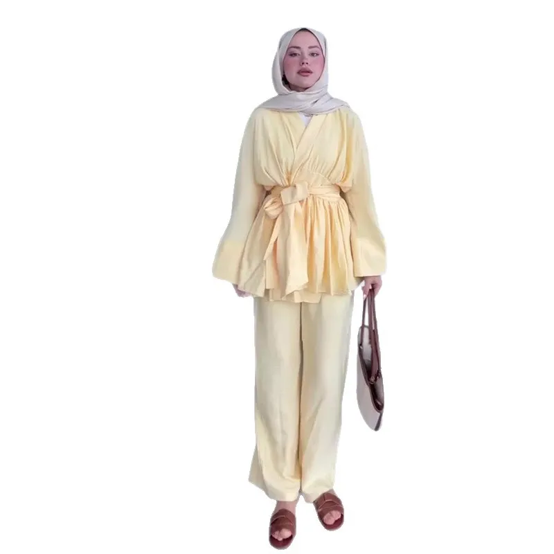 2025 Spring and Autumn Fashion Elegant Women's Suit Long-sleeved Irregular Pleated Solid Color Two-piece Suit