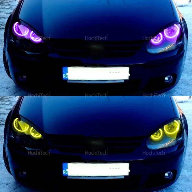 Wysokiej jakości 16-kolorowe bawełniane pierścienie LED Angel Eye RGB do Volkswagen VW Golf 5 Rabbit Jetta R32 V MK5 2004-2009 — zdjęcie 5