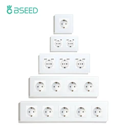 Bseed EU Russia Socket 16A 4 Colors Electric Wall Socket Tempered Glass Crystal Panel Electrical Outlet Home Improvement