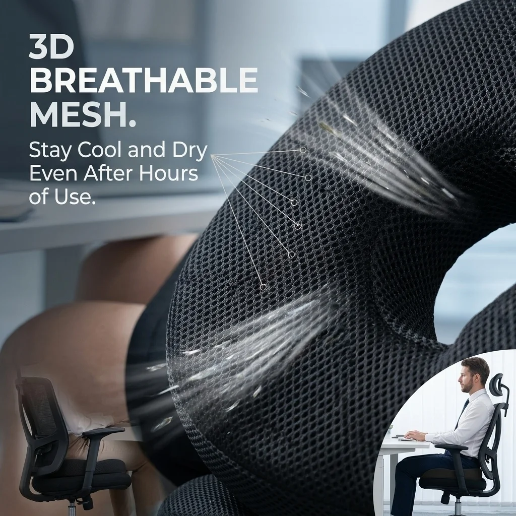 Hemorrhoid Mat Health Care Seat Cushion Sciatica Tailbone Bed Sores Donuts Shape Sitting Pain Relief Travel Office Memory Foam