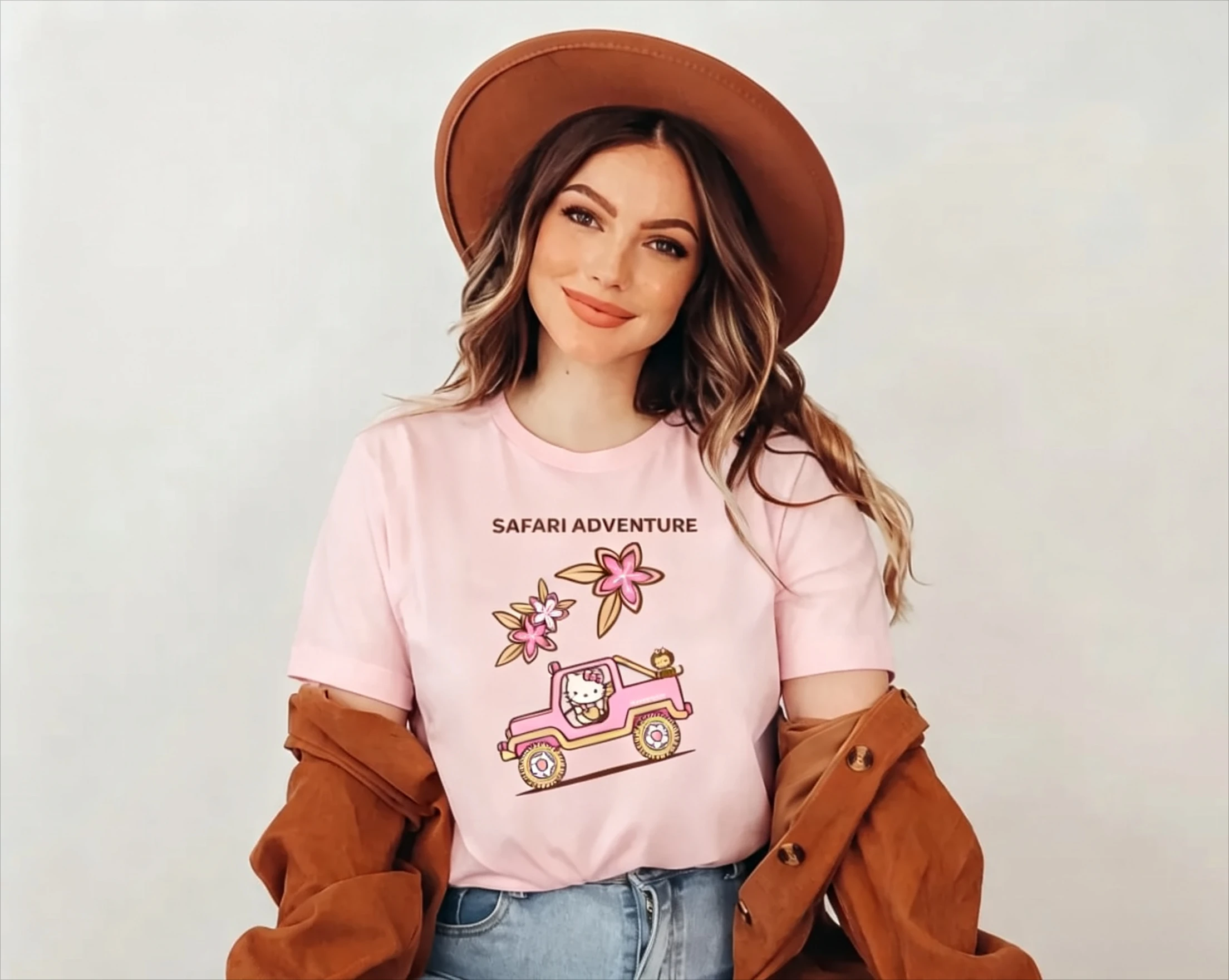 헬로 키티 사파리 어드벤처 티셔츠, 흰색, 분홍색, 지 - Men'S Fashion Pink Shirt 리뷰 및 가격